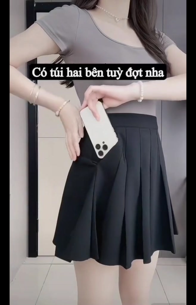 Chân váy tennis xếp ly ngắn Mely Fashion chữ A có túi cạp cao tôn dáng Umi cao cấp co giãn bigsize đen trắng CV73-01 | BigBuy360 - bigbuy360.vn