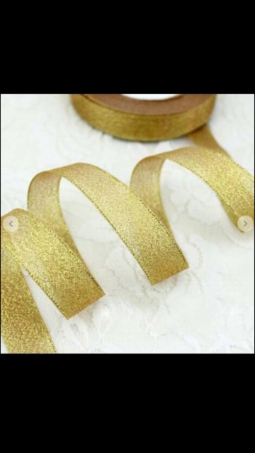 Cuộn duy băng kim tuyến nhũ, vải dày màu bạc và vàng bản 2cm
