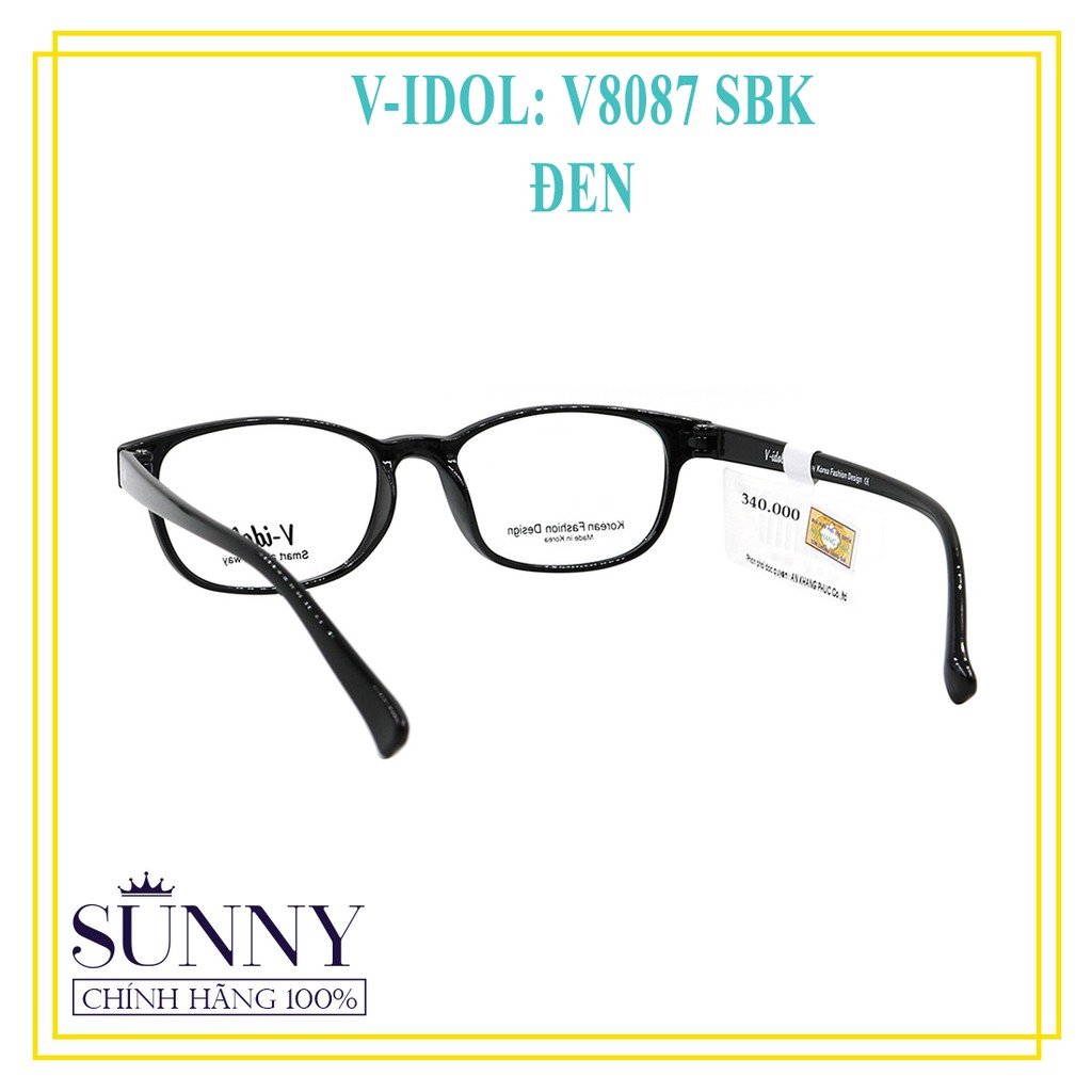 Gọng kính nam nữ Vidol chính hãng có kèm tem chống hàng giả của bộ công an - V8087 SBK, thiết kế dễ đeo bảo vệ mắt
