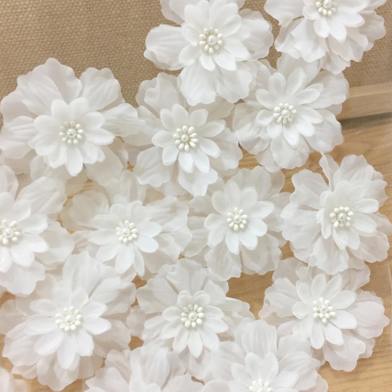 Set 5 Miếng Vải Ren Đính Hạt Cườm 8CM Dùng Trang Trí Thủ Công DIY