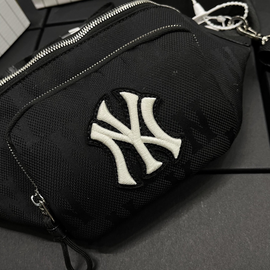 ✅ [ FELIX HÀNG 1:1 + CÓ VIDEO] Túi bao tử NY MLB Monogram Nylon Jacquard New York Yankees Black - ĐỦ MÀU | HÀNG CÓ SẴN
