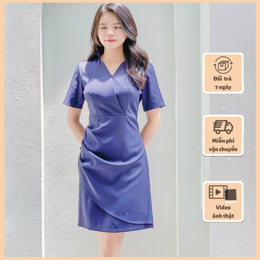 Đầm Sơ Mi V52 Dáng Ôm Kiểu Hàn Quốc Thiết Kế Thanh Lịch, Sang Trọng