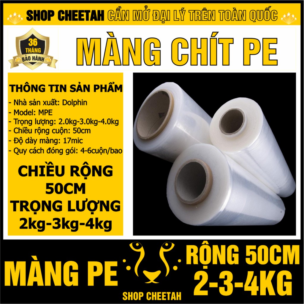 [4kg/3kg/2kg x Rộng 50cm] Màng chít PE dùng cuốn bọc hàng hoá và pallet