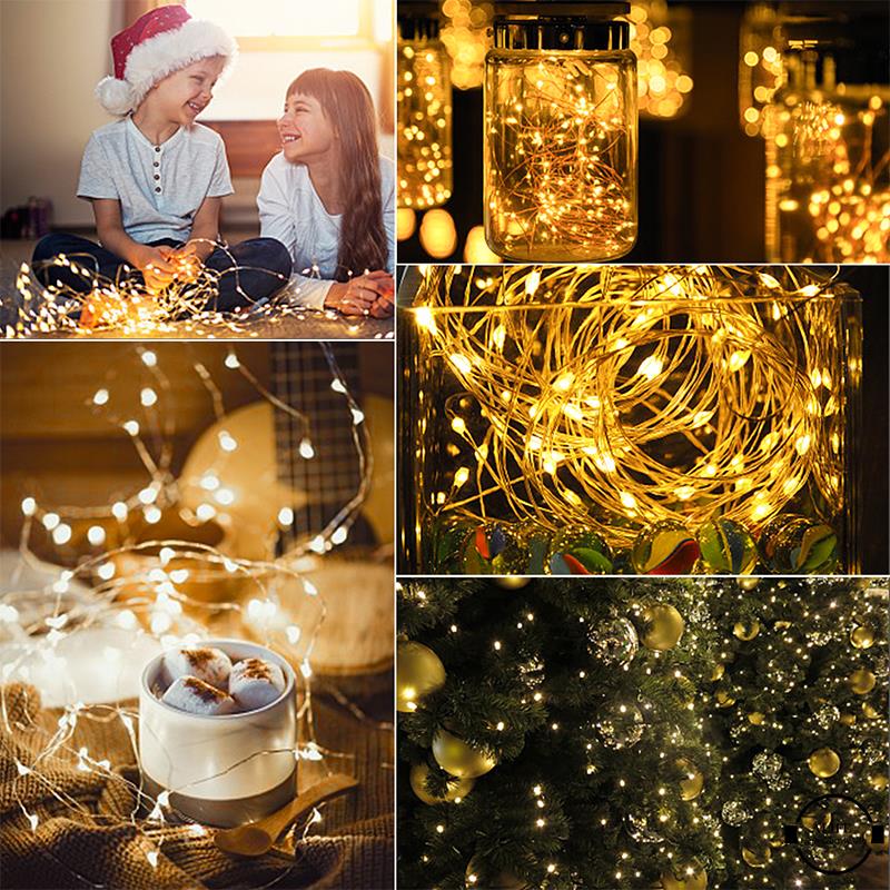 Bộ 6 Dây Đèn Led Trang Trí Hình Lọ Thủy Tinh Đổi Màu Sử Dụng Năng Lượng Mặt Trời