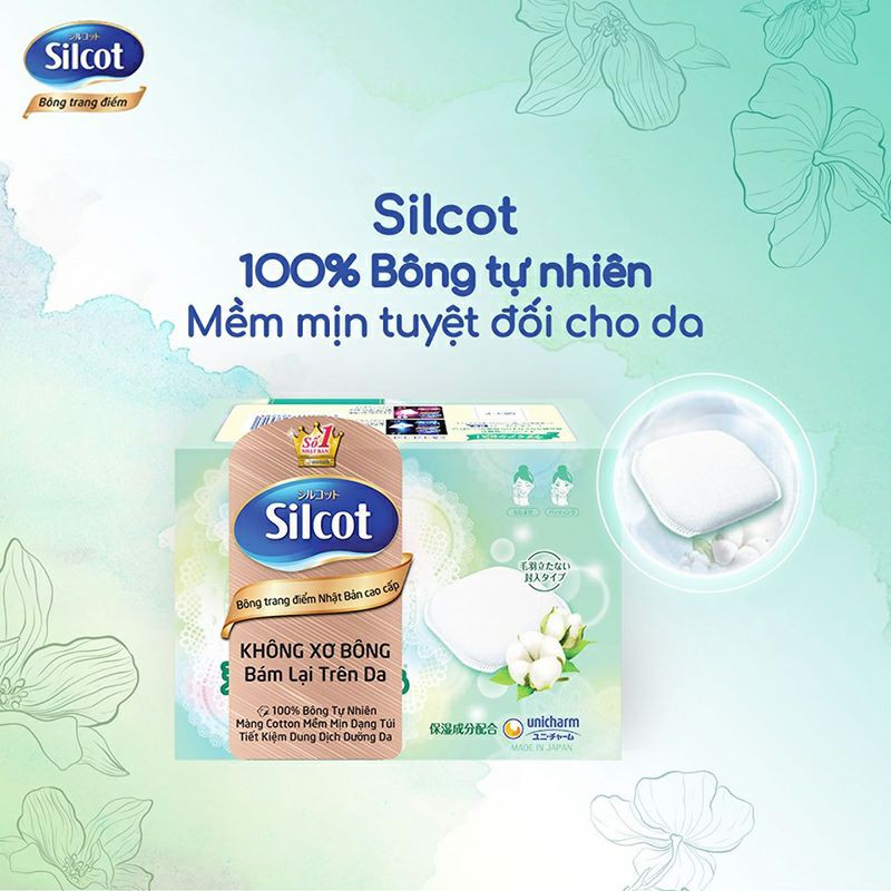 BÔNG TẨY TRANG SILCOT - UNICHARM (66 Miếng - Xanh Lá)