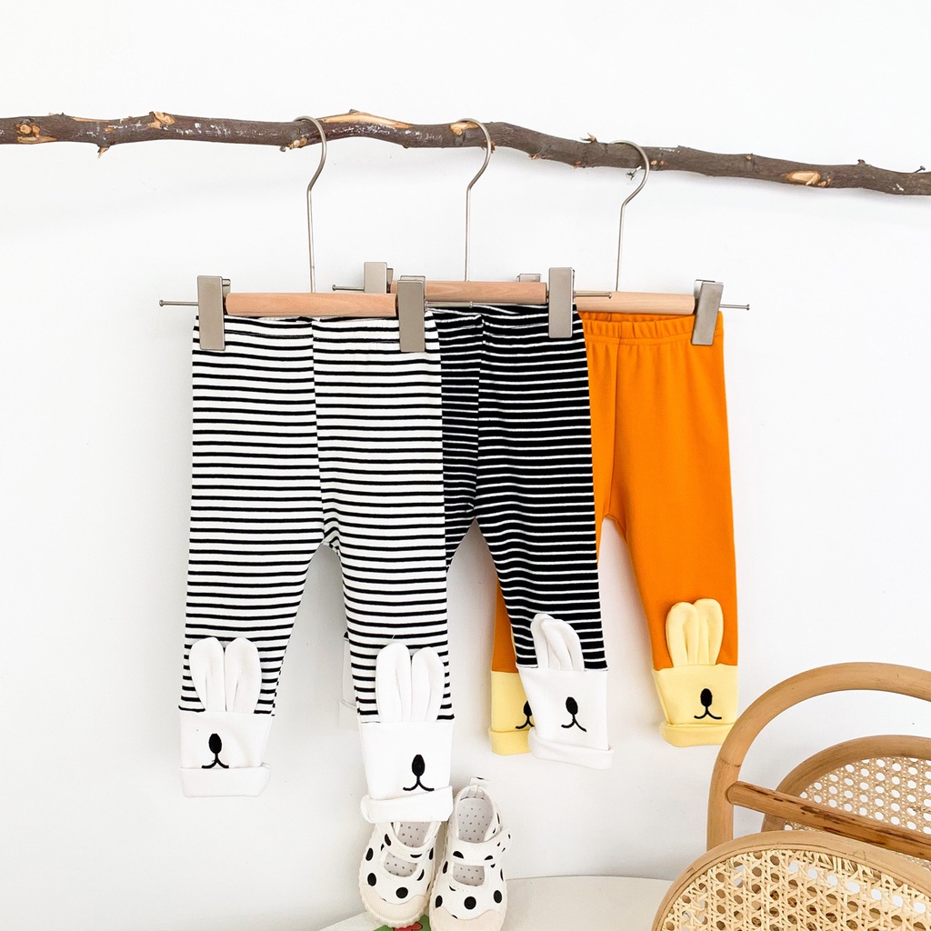 Quần Tất Cotton Dày Dặn Họa Tiết Kẻ Sọc Tai Thỏ Dễ Thương Cho Bé Sơ Sinh 0-2 Tuổi