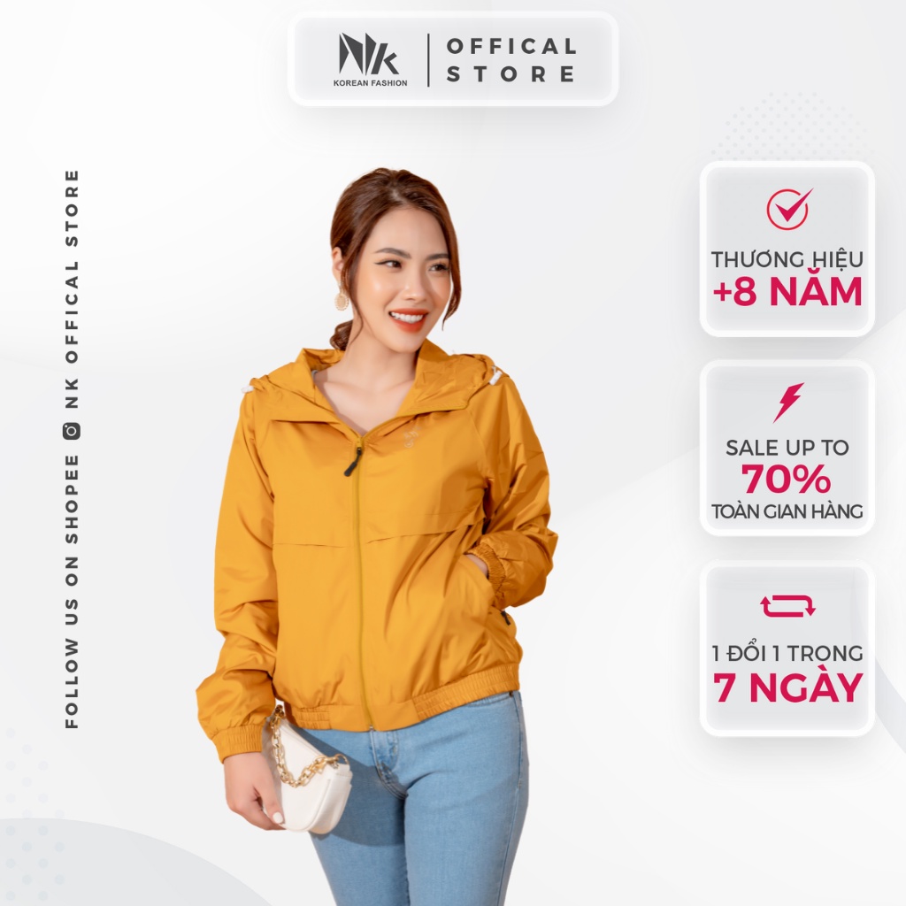 Áo Khoác Gió Nữ 2 Lớp Cao Cấp NK Fashion, Chống Thấm Nước Nhẹ, Chống Gió Tuyệt Đối NKAK2109002