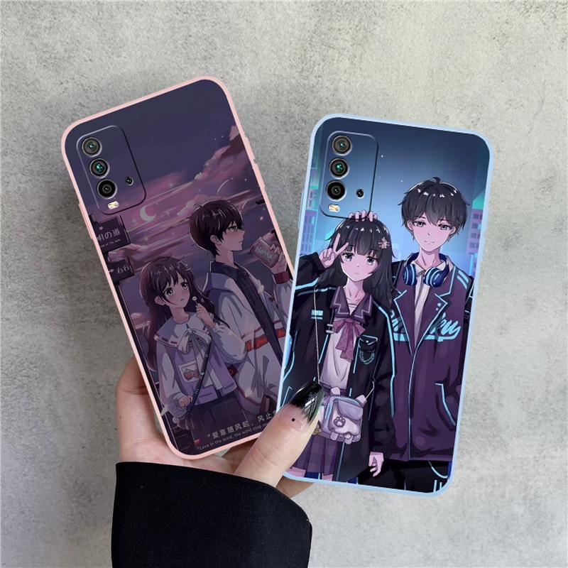 Ốp Điện Thoại Silicon Mềm Mặt Nhám Hình Cặp Đôi Anime Cho Xiaomi Redmi 10 10X S2 5Plus 4 5 6 7 8 9 A 9C 9T Hong Mi K20 K30 K40 Pro