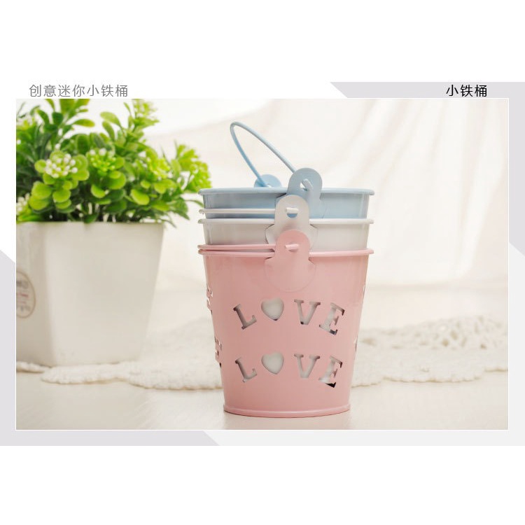 Xô sắt mini decor góc nhỏ siêu dễ thương