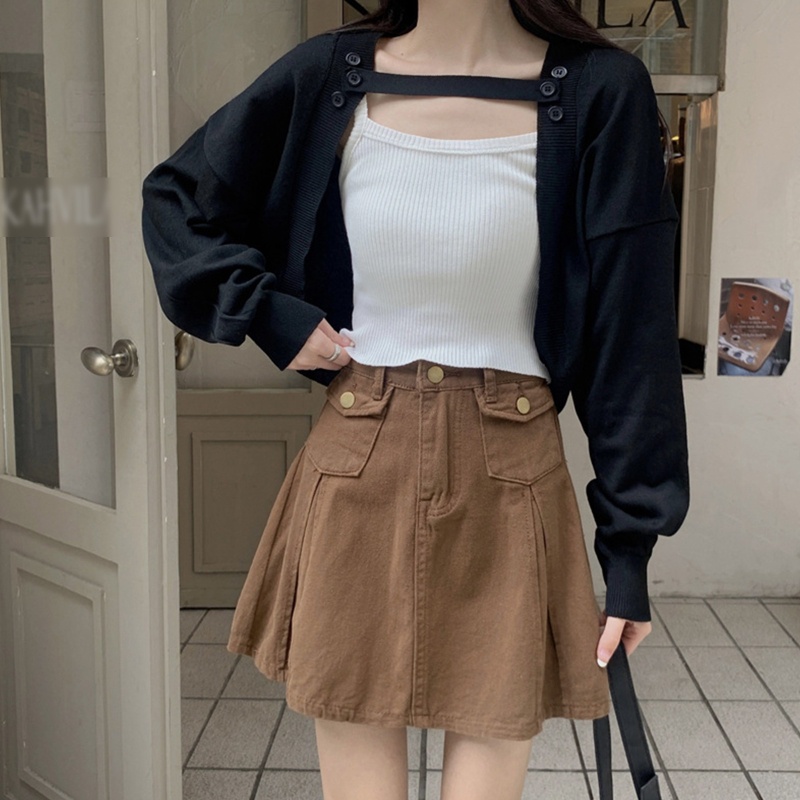 Áo Khoác Cardigan Dệt Kim Tay Dài Chống Nắng Cài Nút Phía Trước Thời Trang Mùa Hè Cho Nữ