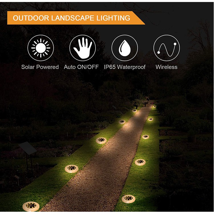 Đèn LED âm năng lượng mặt trời trang trí sân vườn 8 LED HT120