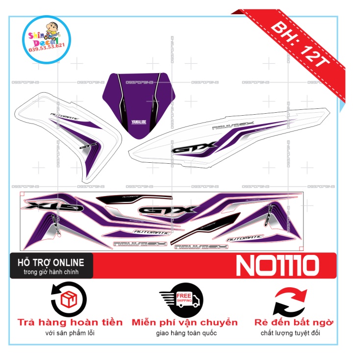 TEM XE NOUVO 5 TRẮNG TÍM -- SHIN DECAL 2