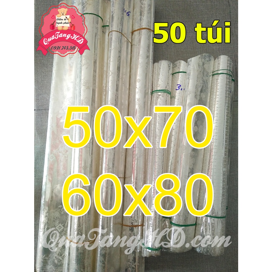 Combo 50 túi giấy kiếng gói quà tết, gấu bông 50x70, 60x80cm