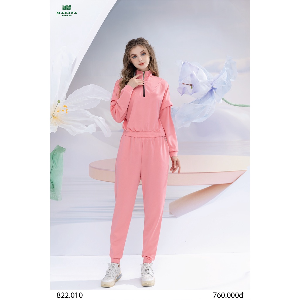 Bộ Đồ Thu Đông Nữ MARINA NGUYỄN Thiết Kế Dài Tay, Kiểu Dáng Trẻ Trung, Chất Liệu Cotton Lụa Mềm Mịn - 822010