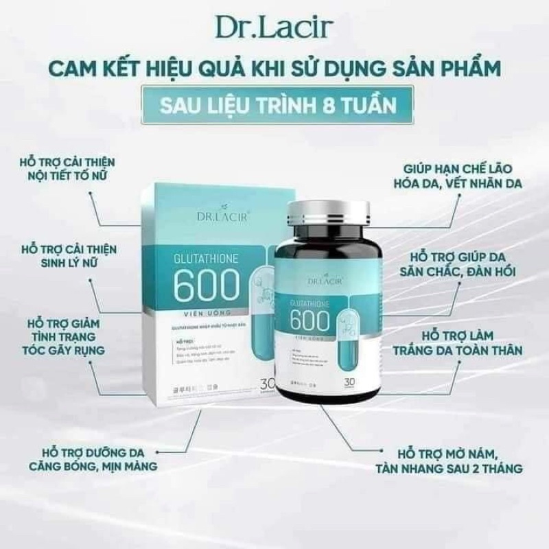Viên uống trắng da ngừa nám GLUTATHIONE 600 Dr Lacir