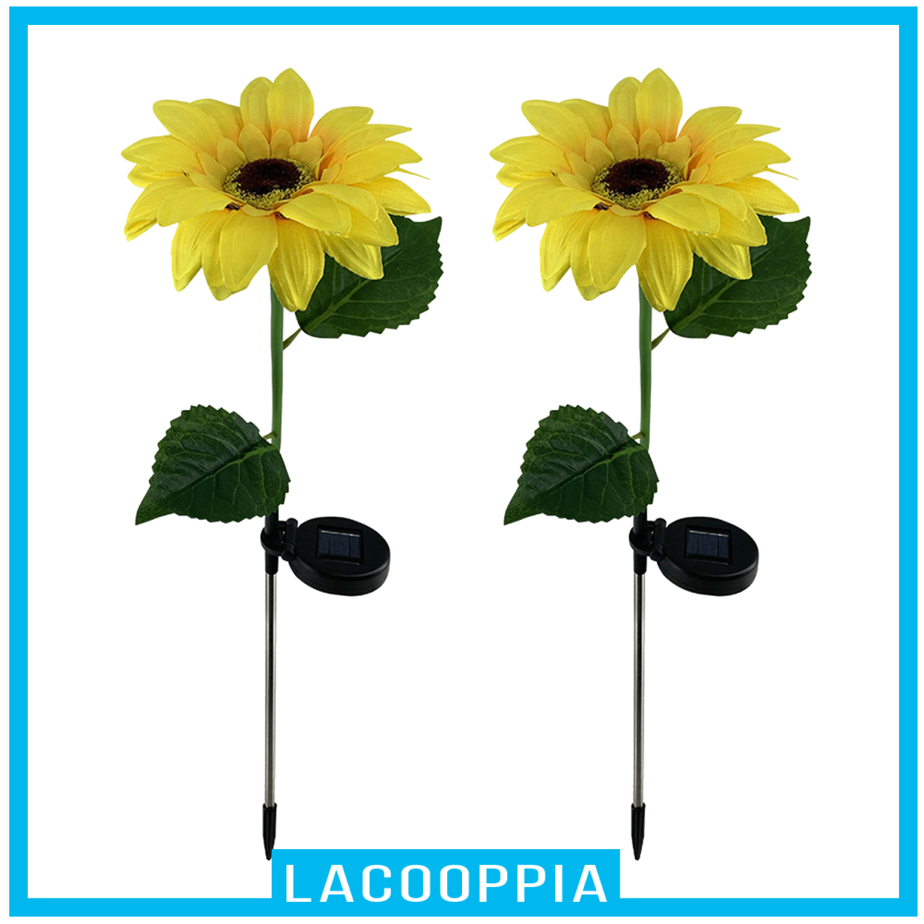 [LACOOPPIA]2 Pack Outdoor Yard Garden Solar Power Sunflowers Lights Pathway Patio Decor