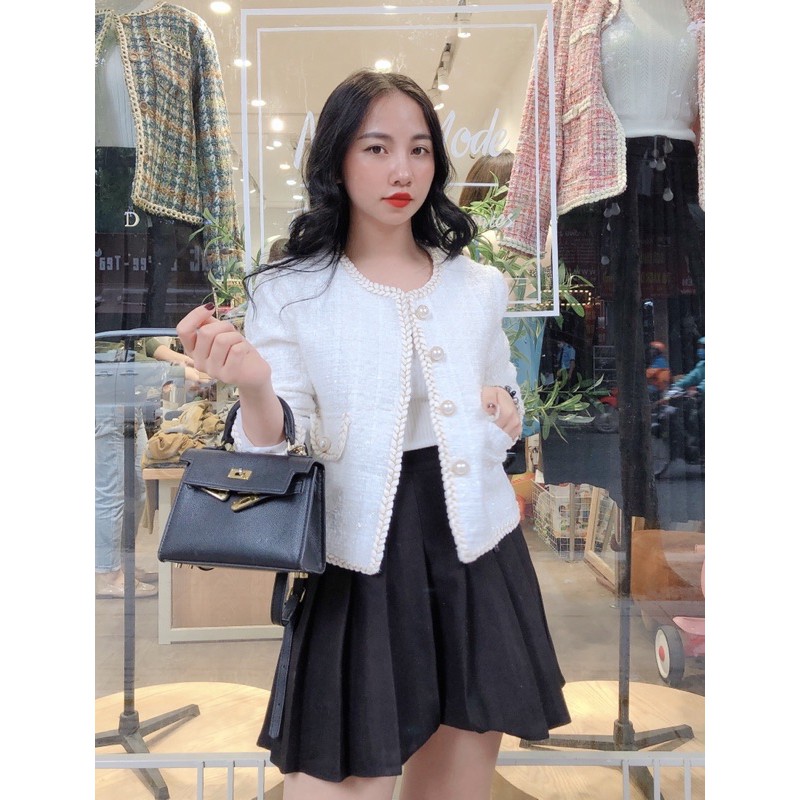 ÁO DẠ TWEED TRẮNG FF3580