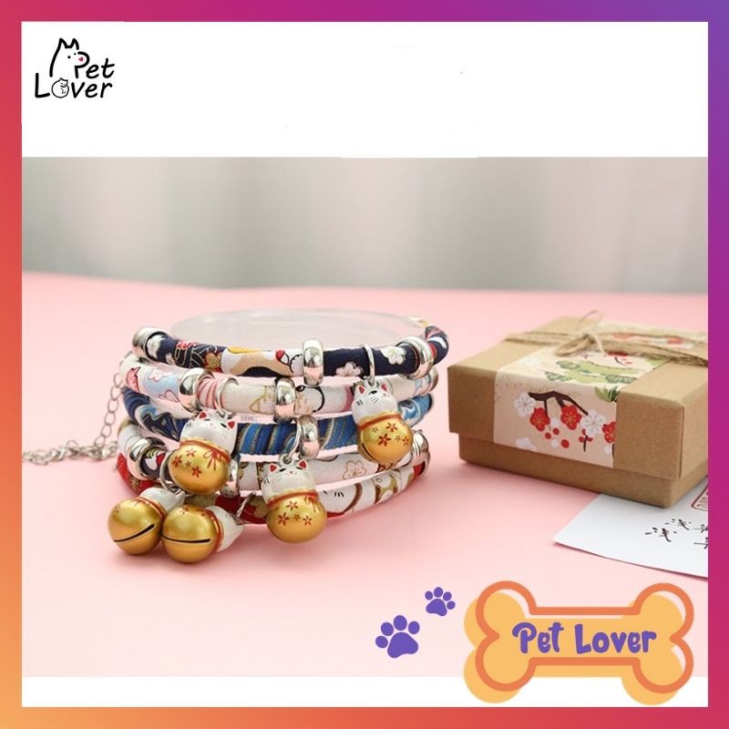 [FREESHIP] Vòng Cổ Cho Chó Mèo, Vòng cổ cho mèo, Vòng Kèm Chuông, màu sắc dễ thương, bé đeo siêu xinh - Petlover