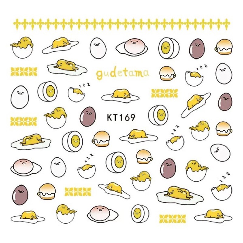 Sticker,hình dán móng tay hoạ tiết trứng ốp la dễ thương trang trí móng tay nail