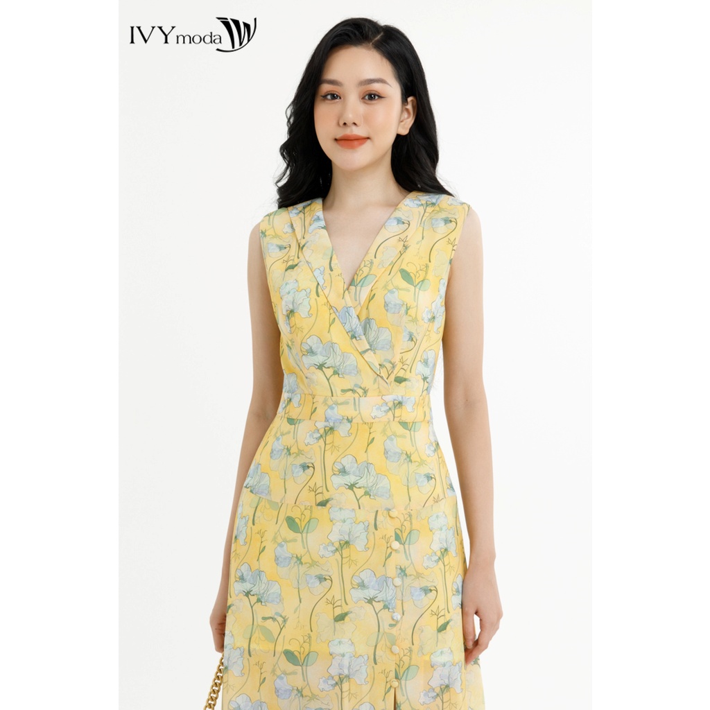 Đầm maxi cổ 2 ve xẻ tà trước IVY moda MS 41M7453