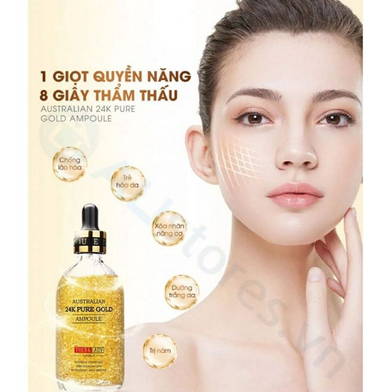 (Tặng kèm thanh lăn) Serum dưỡng da TINH CHẤT 24K Pure Gold Ampoule 100ml