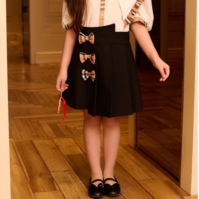 Chân váy xếp ly dáng A bé gái 137Kids thiết kế kèm nơ dễ thương cạp chun co giãn