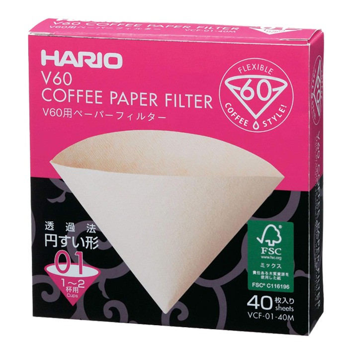 Giấy lọc cà phê Hario V60  Loại 1 - Drip coffee filter paper Hario V60 Type 1 - Set 100 filters/ 100 tờ