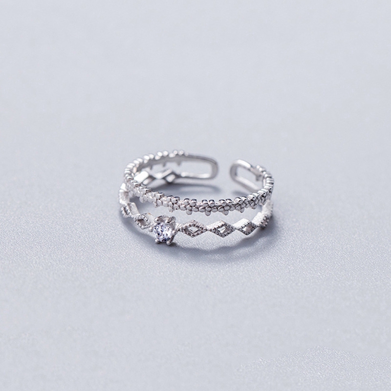 MANYUE Nhẫn Hở Hình Hoa Đính Đá Zircon Thanh Lịch Tinh Tế Cho Nữ
