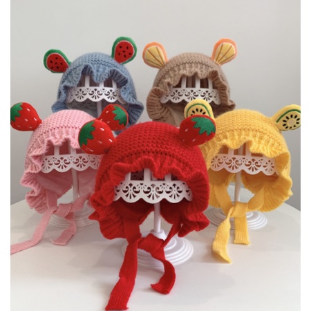 Mũ beanie Trùm Tai Hình Trái Cây Dễ Thương Cho Bé 2-8 Tuổi