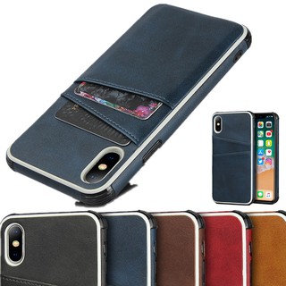 Ốp điện thoại da mềm có ngăn giữ thẻ chống va đập cho iPhone XR XS max XS iPhone 7 Plus iP 8+ X 6S+ Plus