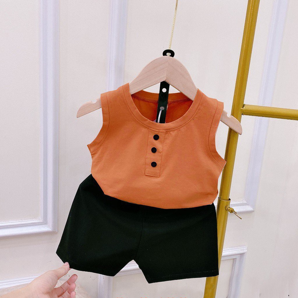 Bộ Ba Lỗ Cho Bé Trai , Đồ Bộ Sát Nách Chất Cotton 3 Cúc Cho Bé Từ 6-19Kg Kids House