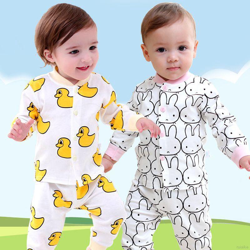 Bộ Đồ Ngủ Pijama Dài Tay Họa Tiết Hoạt Hình Đáng Yêu Cho Bé