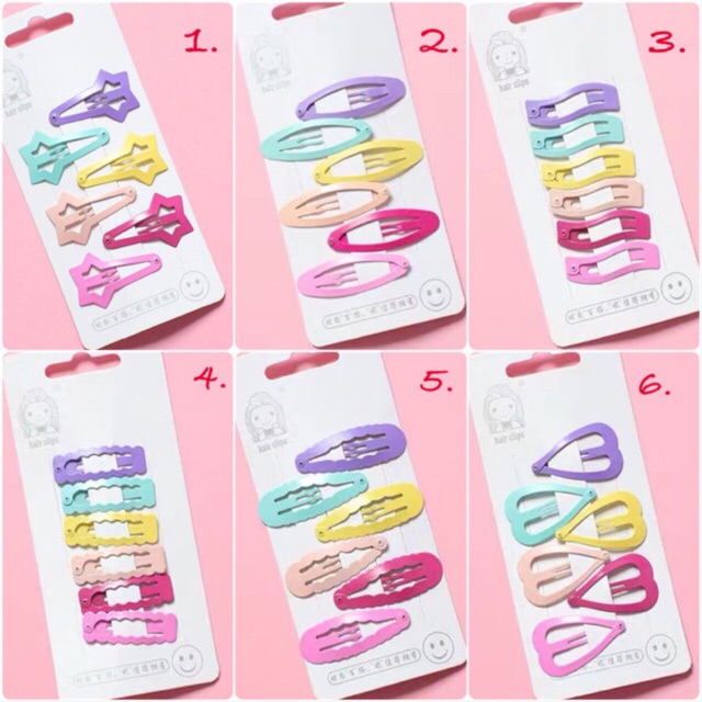 Set 6 kẹp bấm màu sắc, set kẹp tóc hàn quốc cực xinh