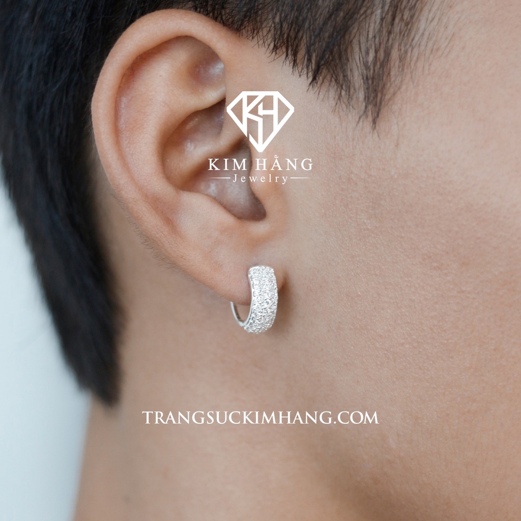 Khuyên Tai BẠC Thiết Kế Full Đá Tấm