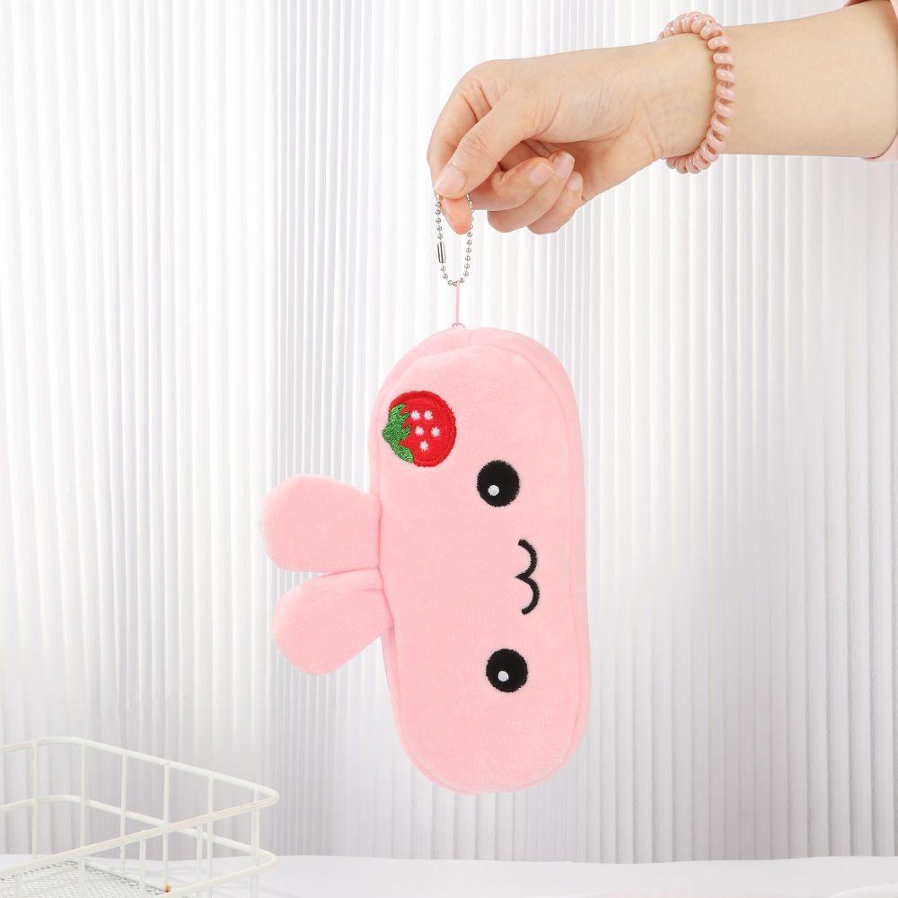 Túi Đựng Bút / Tiền Xu Phủ Bông Khóa Kéo Họa Tiết Hoạt Hình Đáng Yêu Ốp