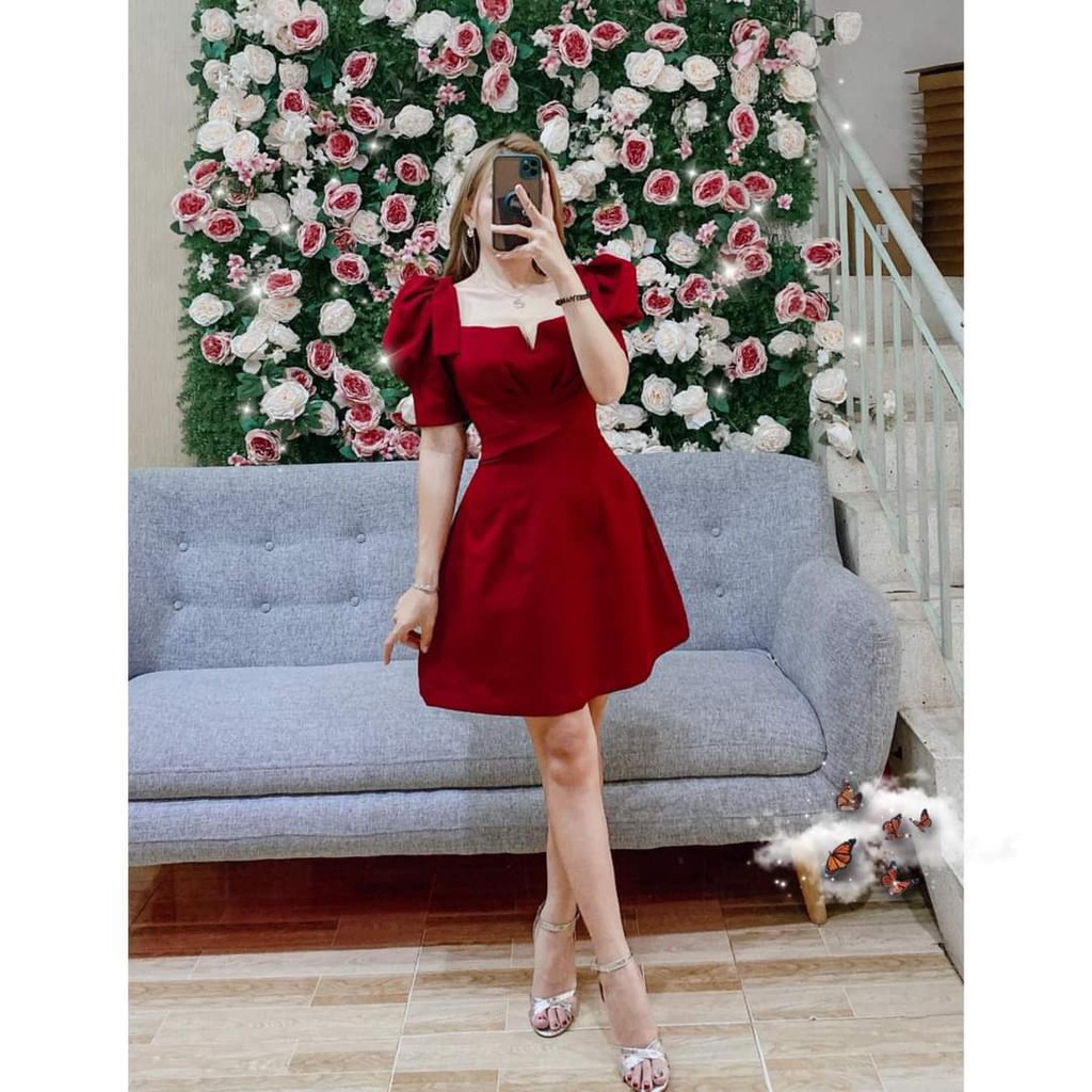 [Mã FAGREEN1505 giảm tới 30K đơn 99K] VÁY ĐỎ CÚP NGỰC XẺ V BUỘC ĐAI | BigBuy360 - bigbuy360.vn