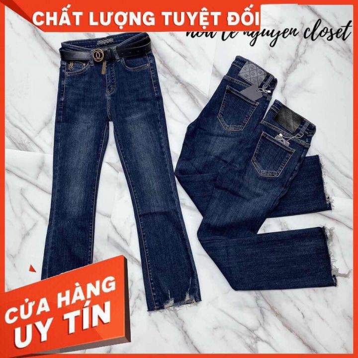 [ Hàng loại 1] Quần bò ống loe xẻ gấu cho nữ _Quần jean ống loe cạp cao