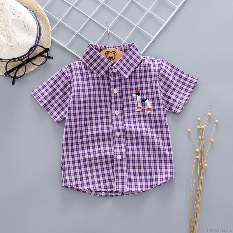 Áo sơ mi ngắn tay kẻ ô cho bé trai