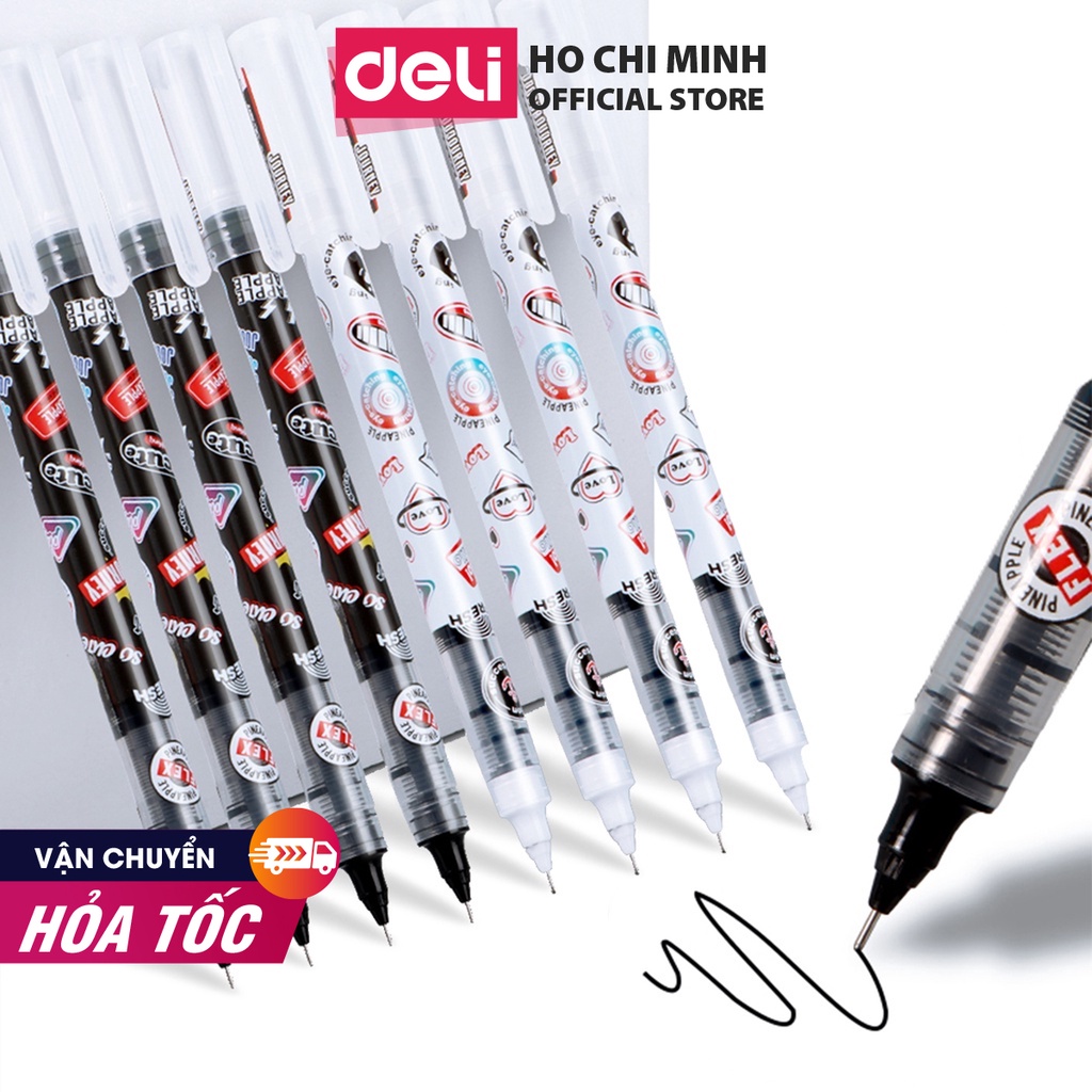 Bút bi nước Deli - 0.5mm - Vỏ Đen/Trắng - 1 chiếc màu ngẫu nhiên - S876