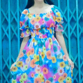 Đầm hoa nổi 90k