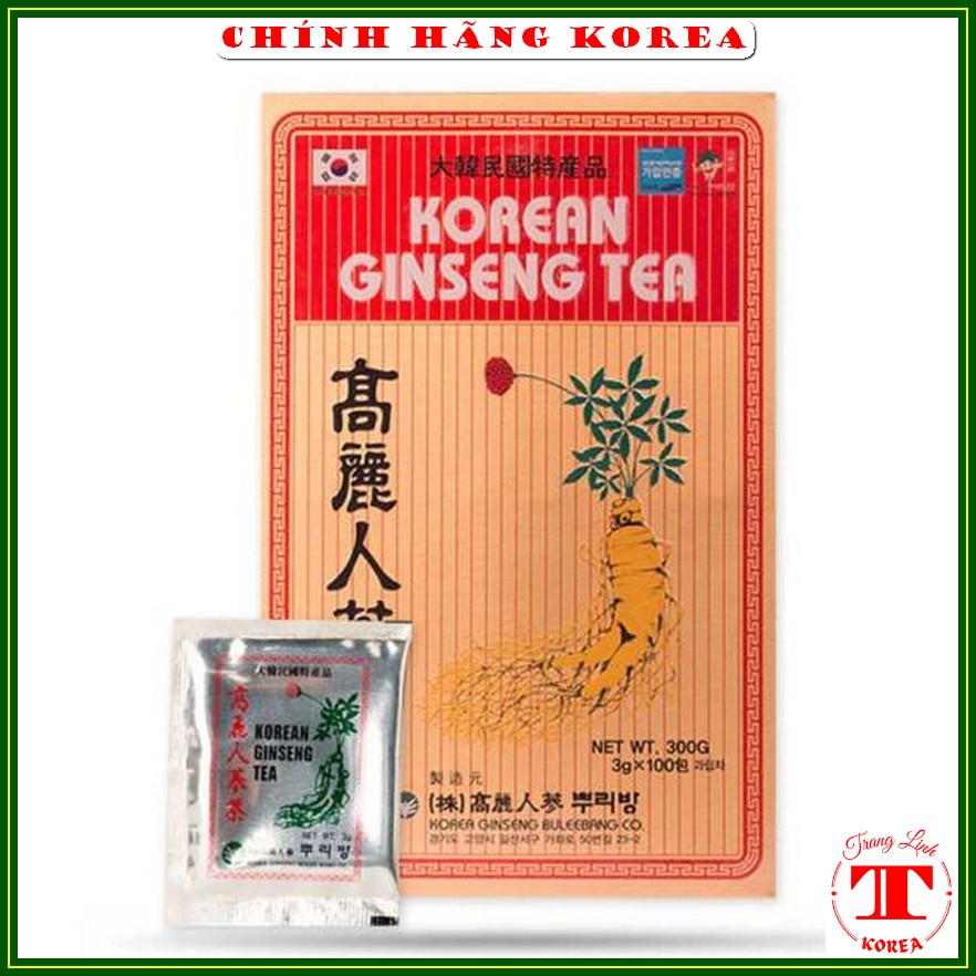 Trà sâm hàn quốc Buleebang chính hãng, hộp 100 gói - Trà hồng sâm giải nhiệt, thanh lọc cơ thể,  giảm stress - tranglinh