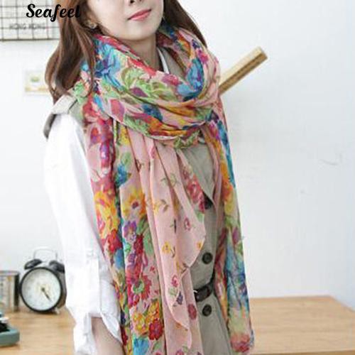 Khăn choàng vải voan họa tiết hoa choàng cổ làm quà giáng sinh