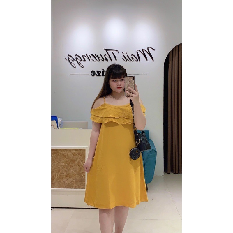 Váy Trễ Vai Đũi Nhăn Maii Thươngg Bigsize | BigBuy360 - bigbuy360.vn