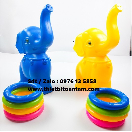 Bộ đồ chơi ném vòng hình con voi nhập khẩu + 4 vòng