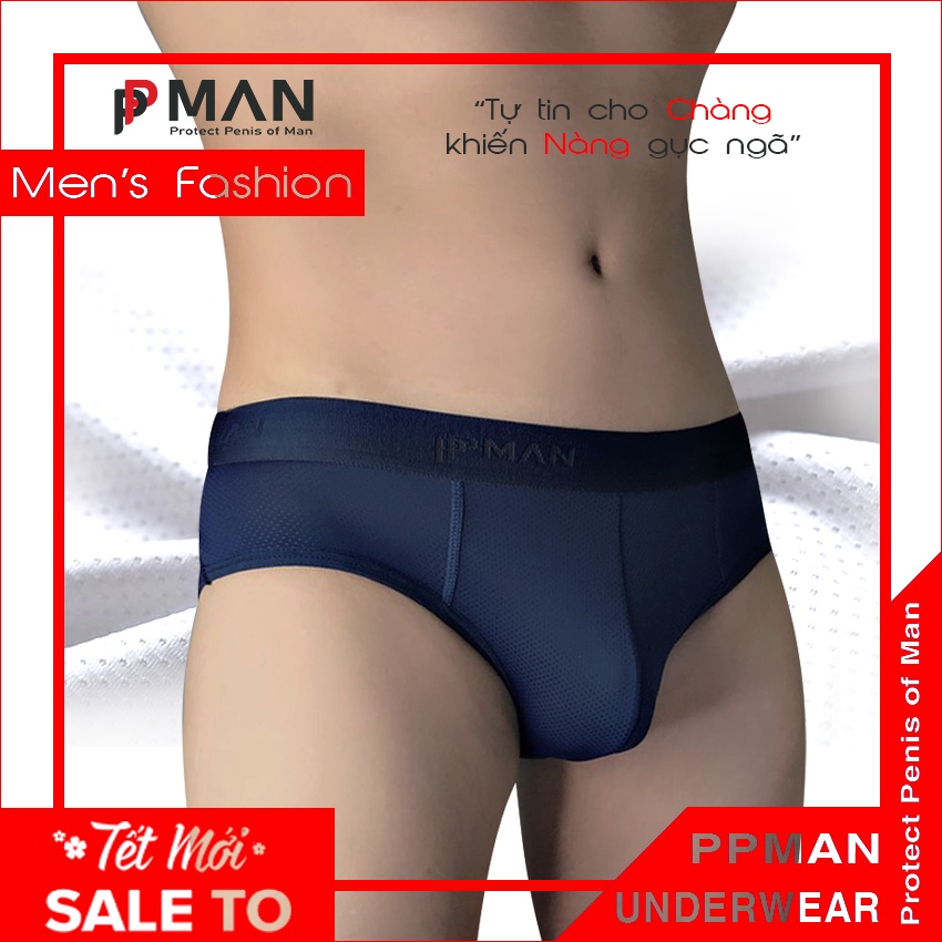 Quần lót xì brief tam giác Nam thông hơi lỗ nhỏ cao cấp, Quần sịp Nam co giãn 4 chiều sexy đẹp cute PPMAN PM02.