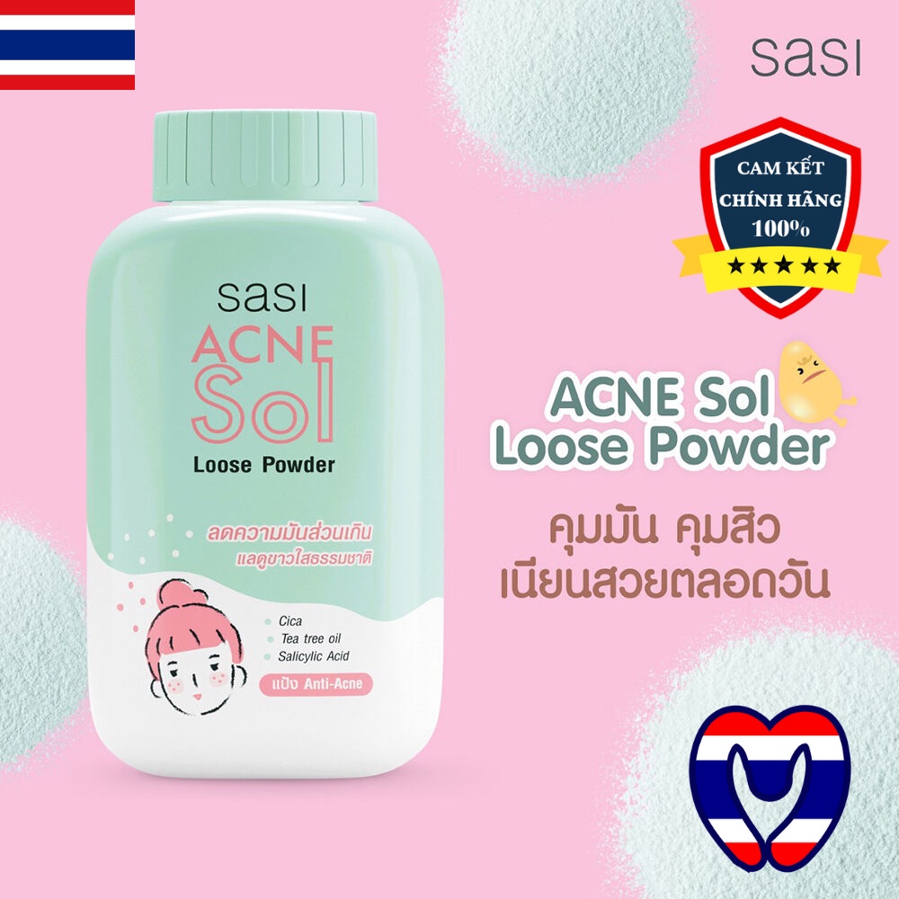 Phấn phủ Thái Lan SaSi công thức cho da nhạy cảm da mụn Acne Sol Loose Powder Phấn phủ dạng bột  Thái Lan