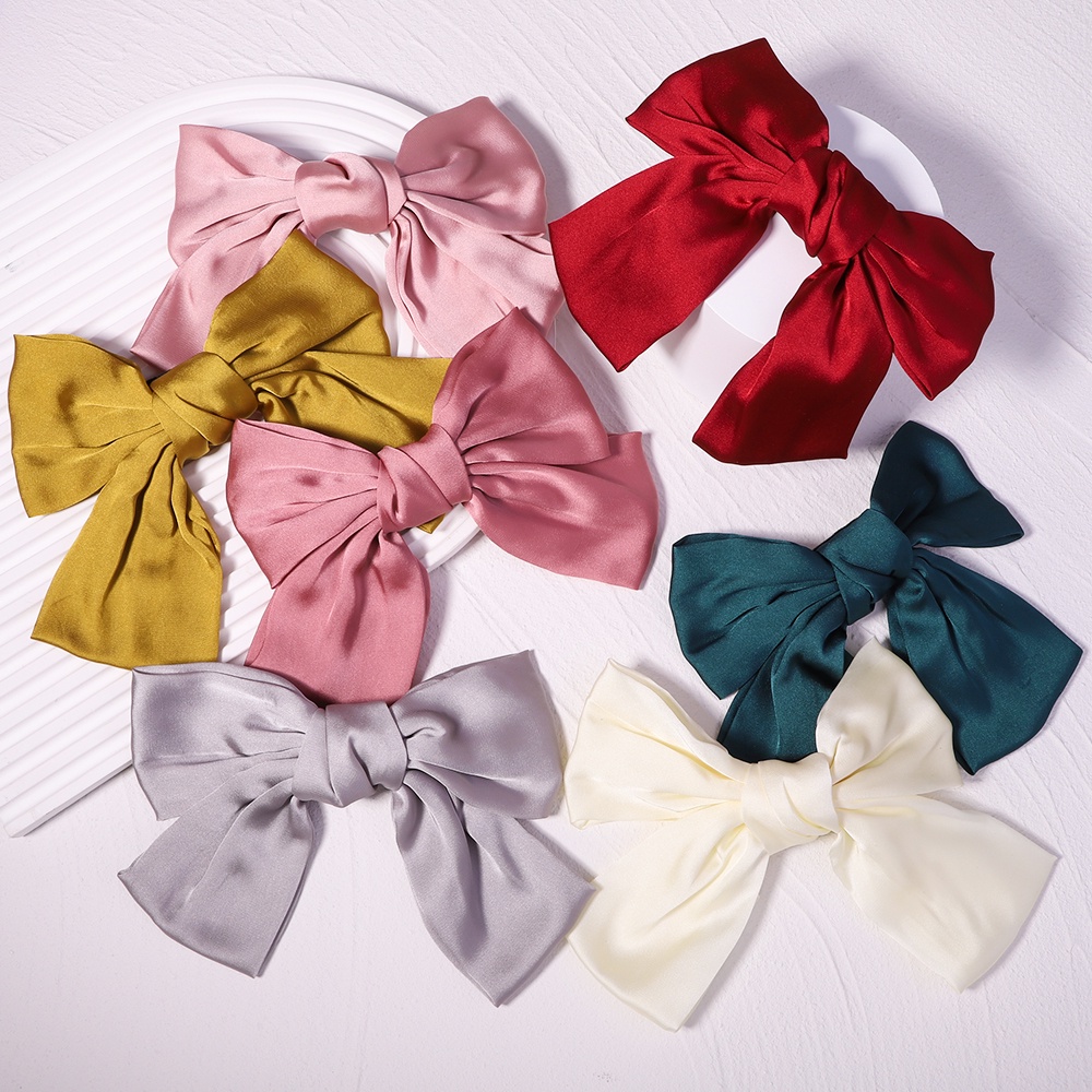 Kẹp tóc nơ KIDSBOWS vải satin hai lớp thời trang xinh xắn cho nữ