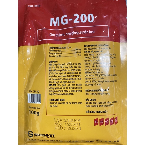 1 gói MG-200 dùng cho gà vịt ngan heo