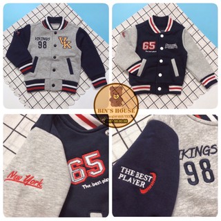 Áo nỉ bóng chày sz 1-5y