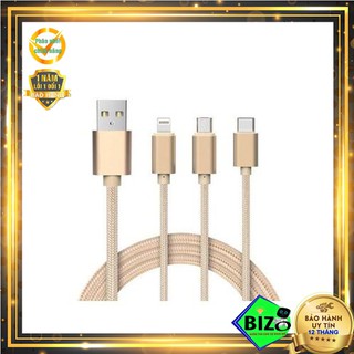[CHÍNH HÃNG] Dây sạc 3 đầu dùng cho iphone, samsung, Type C HOCO X2 dài 1m
